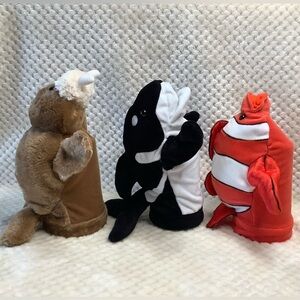 DREAM and CALTOY Set of Three Marine Life Plush Hand Puppets Stuffed Animal Toys